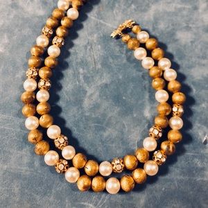 Pearl and Goldtone Baubles Collar